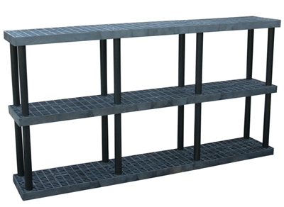 Three Shelf Grid Top Plastic Shelving