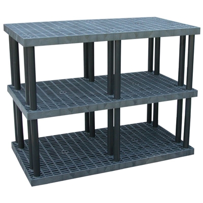 Three Shelf Grid Top Plastic Shelving