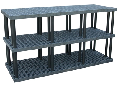 Three Shelf Grid Top Plastic Shelving