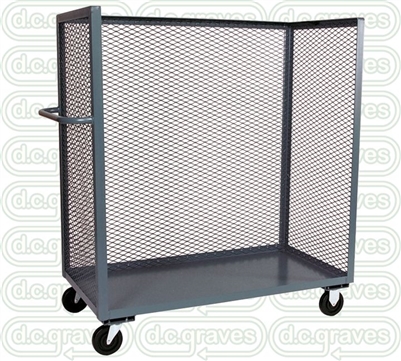 GA29 - One Shelf, Mesh Sides, Three Sided Cart - 36" x 72" Shelf Size