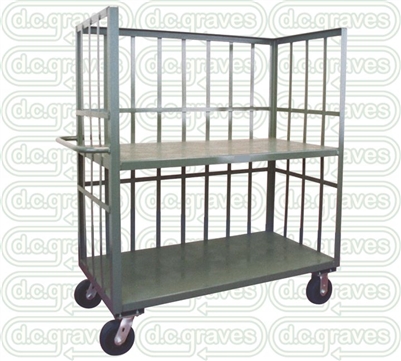 GG26 - Two Shelf, Slat Sides, Three Sided Cart - 30" x 72" Shelf Size
