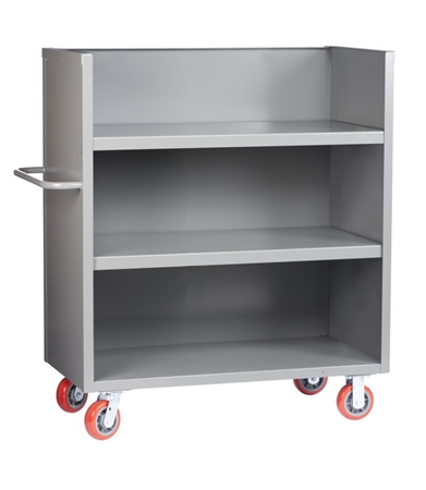 GN24 - Solid Sides Bulk Handling Truck, Two Center Shelves - 30" x 48" Shelf Size