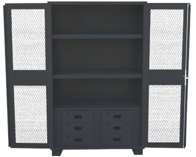 HU248 - Clearview Door Storage Cabinet w/ Drawers - 24" x 48" Shelf Size