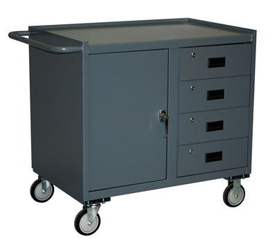 KJ13 - Cabinet Cart with One Door and Four Drawers - 18" x 36" Shelf Size
