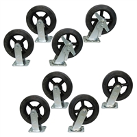 M4 - 8" x 2"" Mold-On Rubber Casters - 2,400-lbs. Capacity