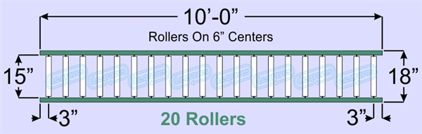QS-SR20-15-06-10, Steel Gravity Roller Conveyor