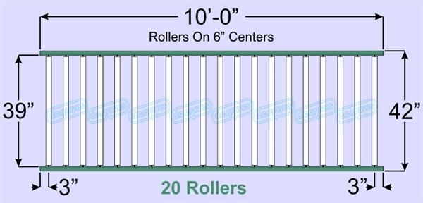 QS-SR20-39-06-10, Steel Gravity Roller Conveyor