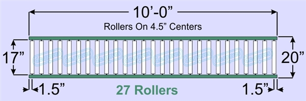 SR50-17-04-10, Steel Gravity Roller Conveyor