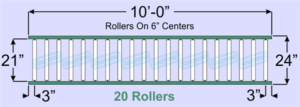 SR40-21-06-10, Steel Gravity Roller Conveyor