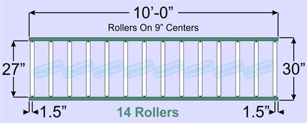 SR40-27-09-10, Steel Gravity Roller Conveyor