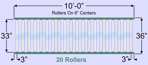 SR50-33-06-10, Steel Gravity Roller Conveyor