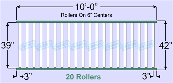 SR40-39-06-10, Steel Gravity Roller Conveyor