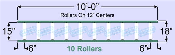 SR60-15-12-10, Steel Gravity Roller Conveyor