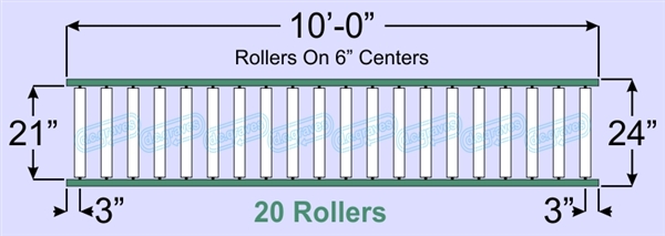 SR60-21-06-10, Steel Gravity Roller Conveyor