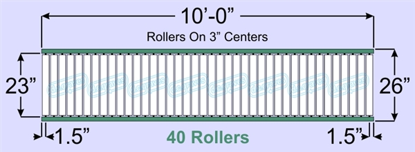 SR60-23-03-10, Steel Gravity Roller Conveyor