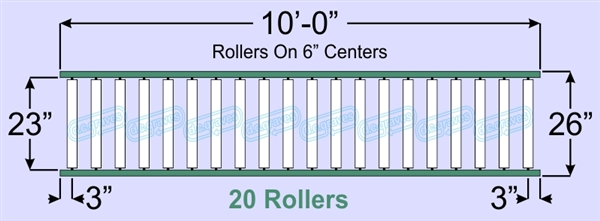 SR60-23-06-10, Steel Gravity Roller Conveyor