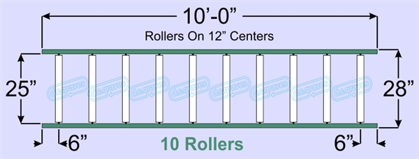 SR60-25-12-10, Steel Gravity Roller Conveyor