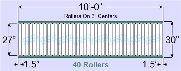 SR60-27-03-10, Steel Gravity Roller Conveyor