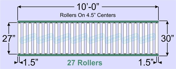 SR60-27-04-10, Steel Gravity Roller Conveyor