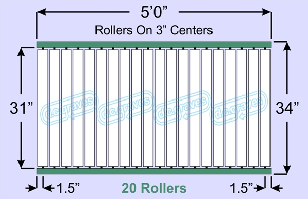 SR60-31-03-05, Steel Gravity Roller Conveyor
