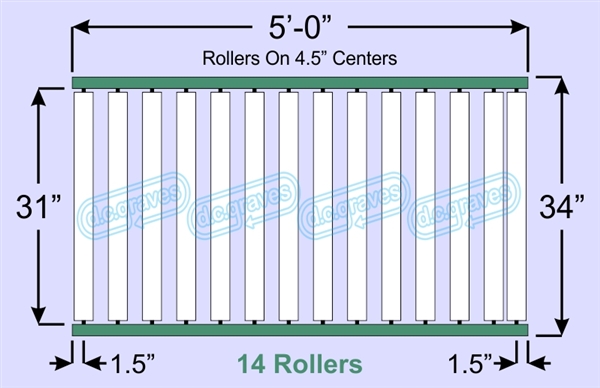 SR60-31-04-05, Steel Gravity Roller Conveyor