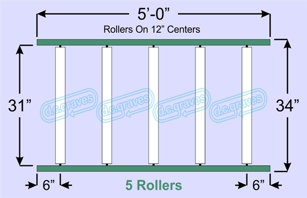 SR60-31-12-05, Steel Gravity Roller Conveyor
