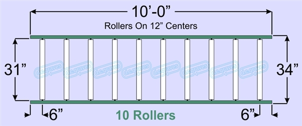 SR60-31-12-10, Steel Gravity Roller Conveyor