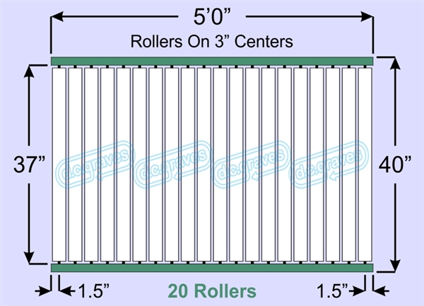 SR60-37-03-05, Steel Gravity Roller Conveyor