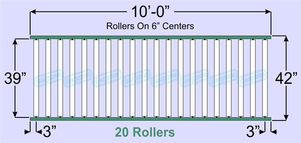 SR60-39-06-10, Steel Gravity Roller Conveyor