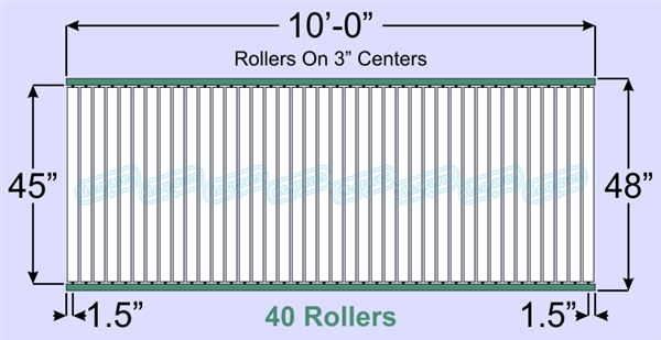 SR60-45-03-10, Steel Gravity Roller Conveyor