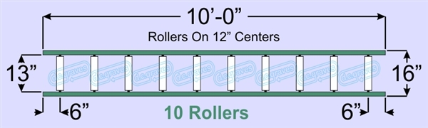 SR70-13-12-10, Steel Gravity Roller Conveyor