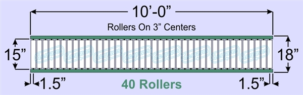 SR70-15-03-10, Steel Gravity Roller Conveyor