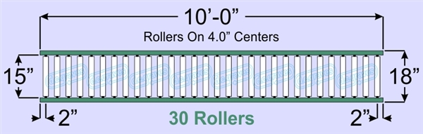 SR70-15-04-10, Steel Gravity Roller Conveyor