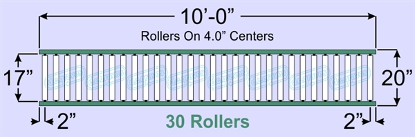 SR70-17-04-10, Steel Gravity Roller Conveyor