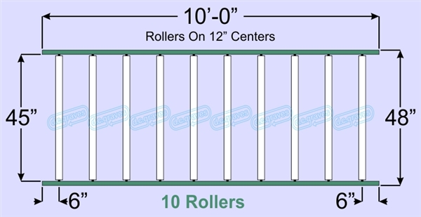 SR70-45-12-10, Steel Gravity Roller Conveyor