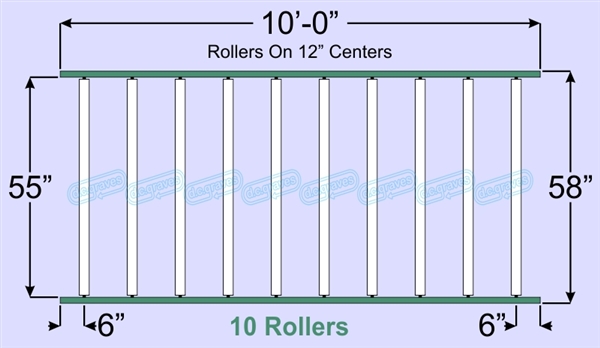 SR80-55-12-10, Steel Gravity Roller Conveyor