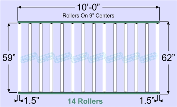 SR70-59-09-10, Steel Gravity Roller Conveyor