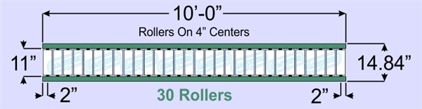 SR90-11-04-10, Steel Gravity Roller Conveyor