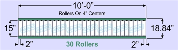 SR90-15-04-10, Steel Gravity Roller Conveyor