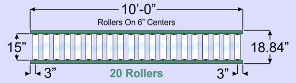 SR90-15-06-10, Steel Gravity Roller Conveyor