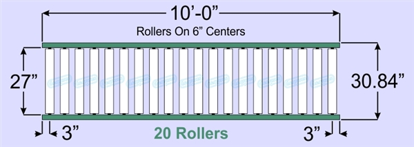 SR90-27-06-10, Steel Gravity Roller Conveyor
