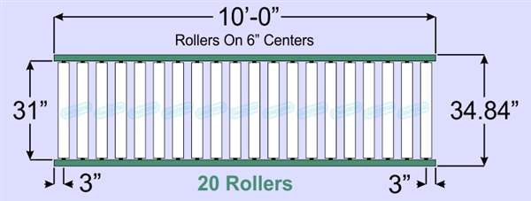SR90-31-06-10, Steel Gravity Roller Conveyor