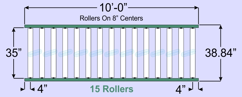 SR90-35-08-10, Steel Gravity Roller Conveyor