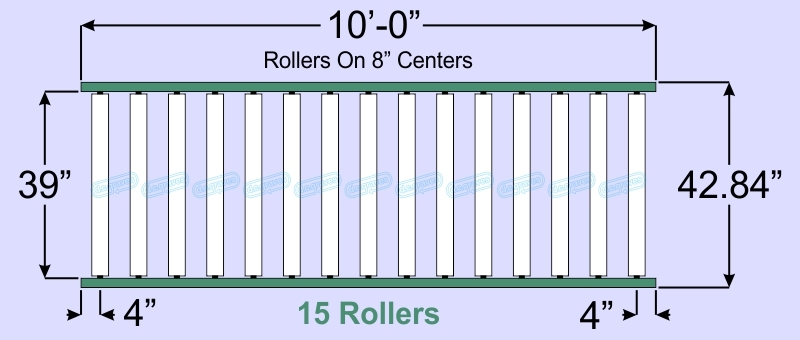 SR90-39-08-10, Steel Gravity Roller Conveyor