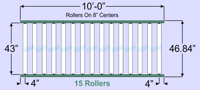 SR90-43-08-10, Steel Gravity Roller Conveyor