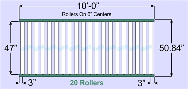 SR90-47-06-10, Steel Gravity Roller Conveyor