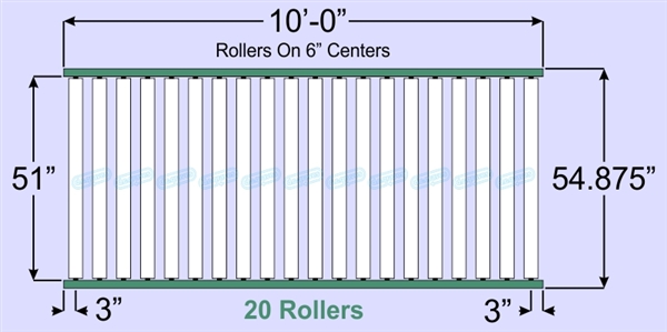 SR90-51-06-10, Steel Gravity Roller Conveyor