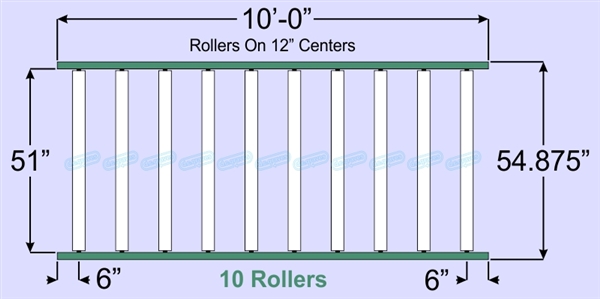 SR90-51-12-10, Steel Gravity Roller Conveyor