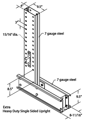 10 Foot High Extra Heavy Duty Single Sided Uprights