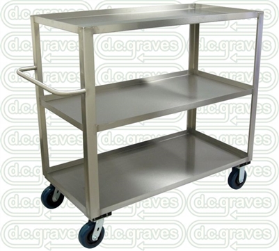 XC12 - Stainless Three Shelf Stock Cart - 18" x 36" Shelf Size